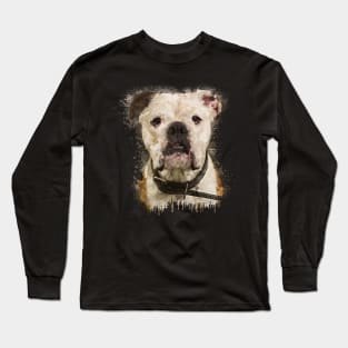 Bulldog face watercolor Long Sleeve T-Shirt